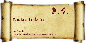 Mauks Irén névjegykártya